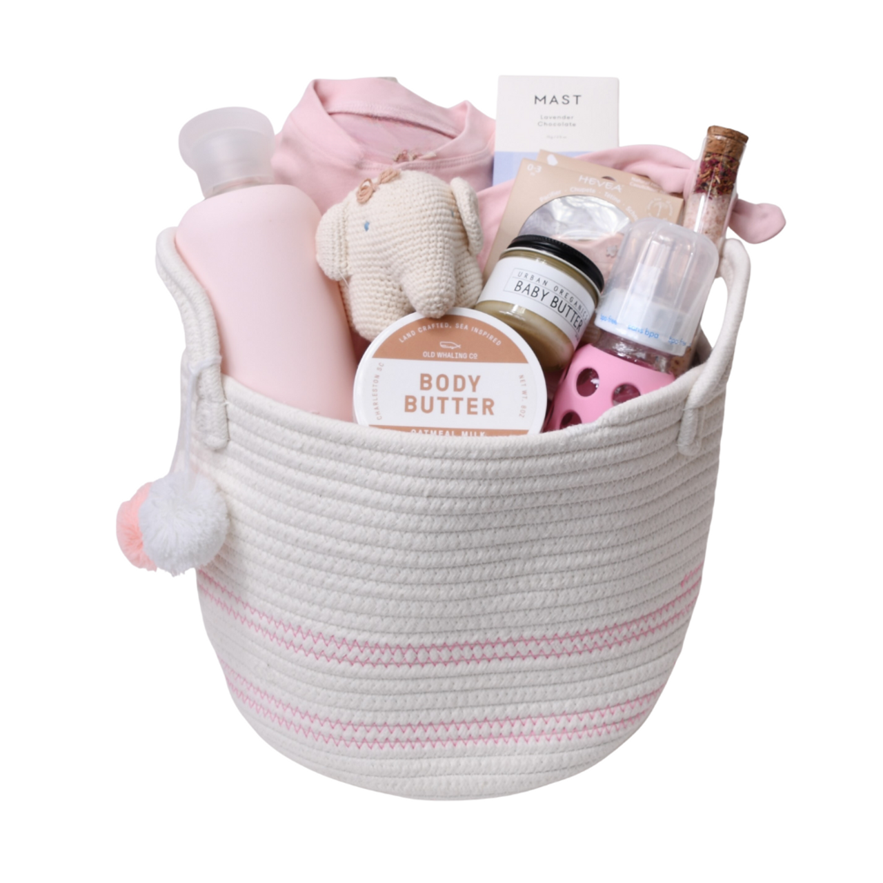 Our Green House Mommy and Baby Gifts Idea - Baskets for Girl - Pink - Mom and Newborn - Pamper - Organic Cotton, High End, Luxury - Hamper, Basket or Box - Gift for